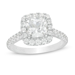 Vera Wang Love Collection 2.69 CT. T.W. Certified Cushion-Cut Diamond Frame Engagement Ring in 14K White Gold (I/SI2)