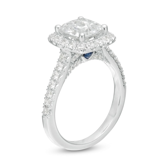 Vera Wang Love Collection 2.69 CT. T.W. Certified Cushion-Cut Diamond Frame Engagement Ring in 14K White Gold (I/SI2)