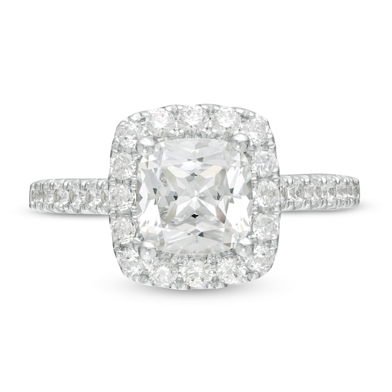 Vera Wang Love Collection 2.69 CT. T.W. Certified Cushion-Cut Diamond Frame Engagement Ring in 14K White Gold (I/SI2)