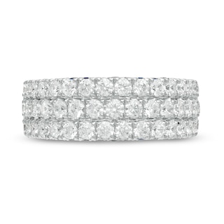 Vera Wang Love Collection 1.45 CT. T.W. Diamond and Blue Sapphire Band in 14K White Gold (I/SI2)