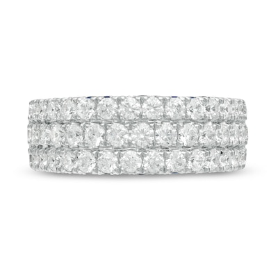 Vera Wang Love Collection 1.45 CT. T.W. Diamond and Blue Sapphire Band in 14K White Gold (I/SI2)