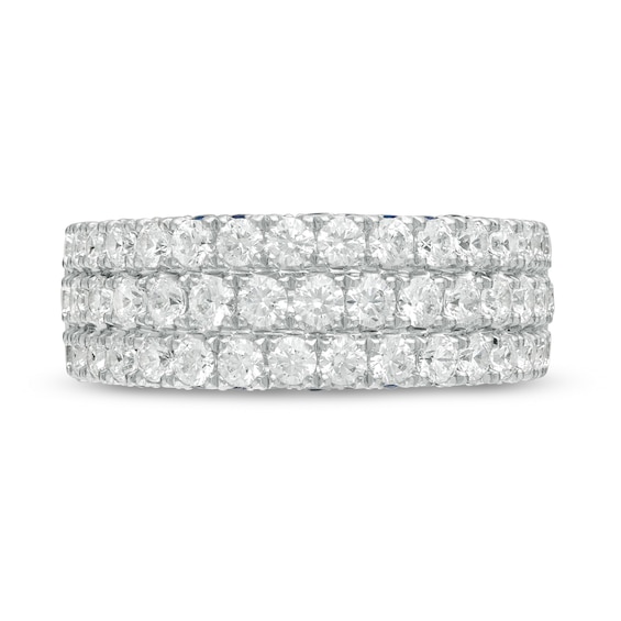 Vera Wang Love Collection 1.45 CT. T.W. Diamond and Blue Sapphire Band in 14K White Gold (I/SI2)