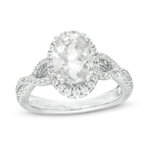 Vera Wang Love Collection 2.45 CT. T.W. Certified Oval Diamond Frame Twist Engagement Ring in 14K White Gold (I/SI2)