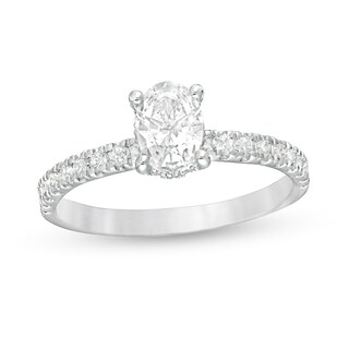 1.33 CT. T.W. Certified Oval Diamond Engagement Ring in 14K White Gold (I/SI2)