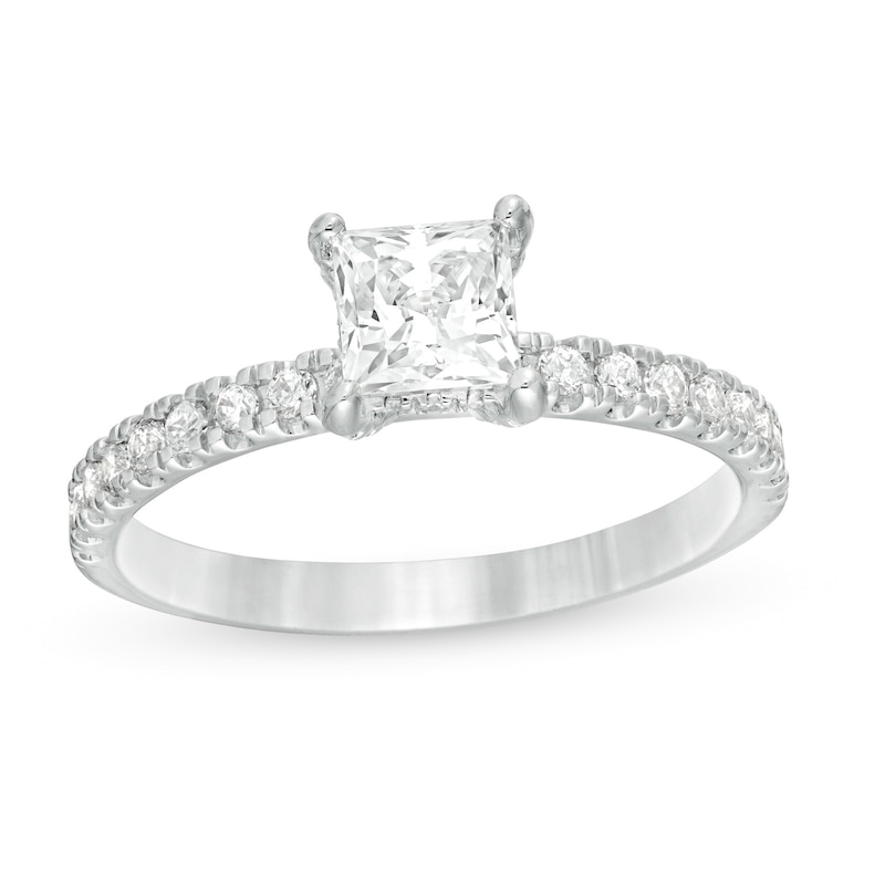 1.33 CT. T.W. Certified Princess-Cut Diamond Engagement Ring in 14K White Gold (I/SI2)