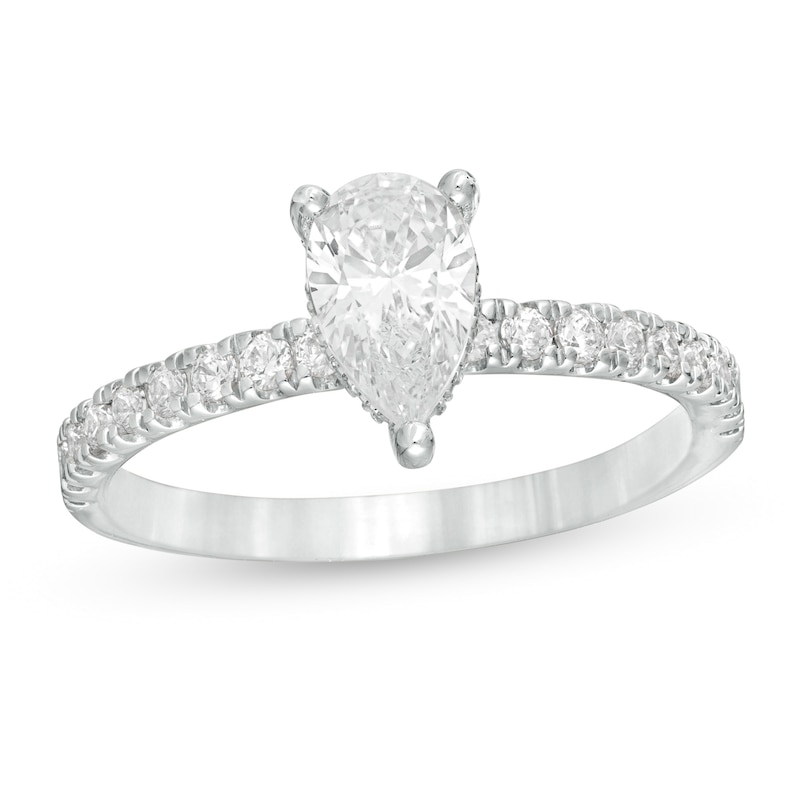 1.33 CT. T.W. Certified Pear-Shaped Diamond Engagement Ring in 14K White Gold (I/SI2)