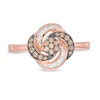 0.25 CT. T.W. Champagne and White Composite Diamond Orbit Frame Ring in 10K Rose Gold