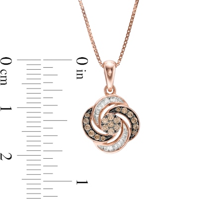 0.25 CT. T.W. Champagne and White Composite Diamond Orbit Frame Pendant in 10K Rose Gold