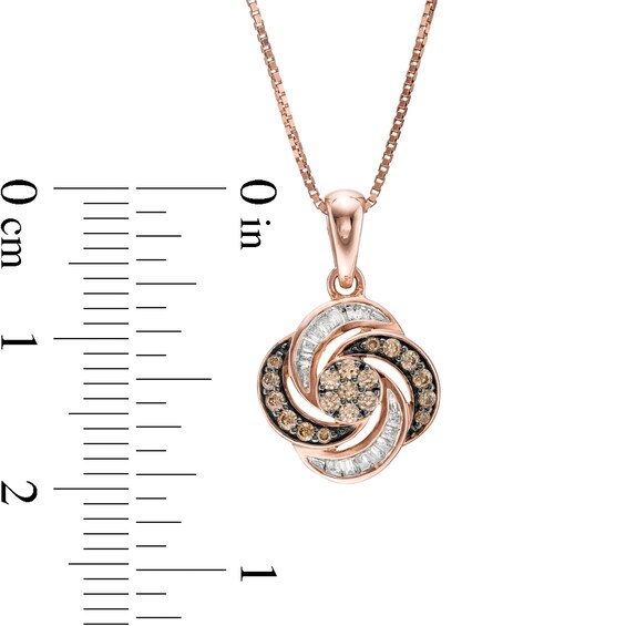 0.25 CT. T.W. Champagne and White Composite Diamond Orbit Frame Pendant in 10K Rose Gold