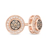 Thumbnail Image 0 of 0.25 CT. T.W. Champagne and White Composite Diamond Frame Stud Earrings in 10K Rose Gold