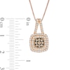Thumbnail Image 1 of 0.50 CT. T.W. Champagne and White Composite Diamond Double Cushion Frame Pendant in 10K Rose Gold
