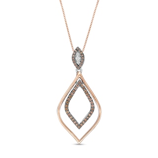 0.25 CT. T.W. Champagne and White Diamond Teardrop Pendant in Sterling Silver and 10K Rose Gold