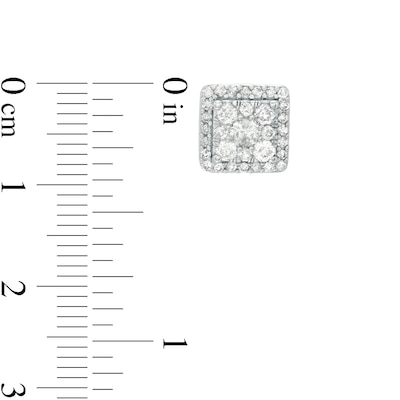 1.00 CT. T.W. Composite Diamond Square Frame Stud Earrings in 10K White Gold