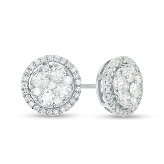 1.00 CT. T.W. Composite Diamond Stud Earrings in 10K White Gold