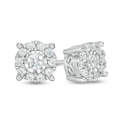 0.30 CT. T.W. Diamond Frame Stud Earrings in 10K White Gold