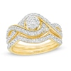 Thumbnail Image 0 of 0.59 CT. T.W. Diamond Frame Bypass Vintage-Style Bridal Set in 10K Gold