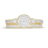 0.58 CT. T.W. Diamond Frame Petal-Sides Vintage-Style Bridal Set in 10K Gold