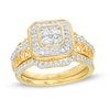 0.45 CT. T.W. Quad Diamond Octagonal Frame Bridal Set in 10K Gold