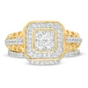 0.45 CT. T.W. Quad Diamond Octagonal Frame Bridal Set in 10K Gold