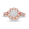 Thumbnail Image 3 of 0.58 CT. T.W. Composite Diamond Scallop Frame Vintage-Style Bridal Set in 10K Rose Gold