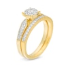 Thumbnail Image 2 of 0.37 CT. T.W. Diamond Frame Arrow Sides Vintage-Style Bridal Set in 10K Gold