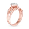 0.23 CT. T.W. Composite Diamond Pear-Shaped Frame Leaf-Shank Bridal Set in 10K Rose Gold