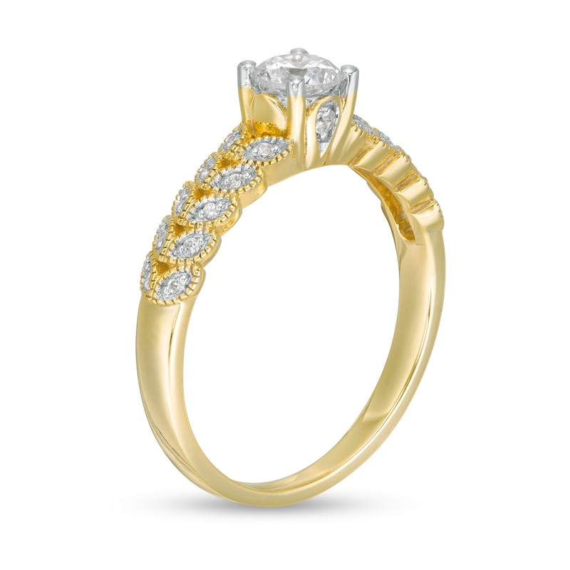 0.45 CT. T.W. Diamond Leaf Sides Engagement Ring in 10K Gold|Peoples Jewellers