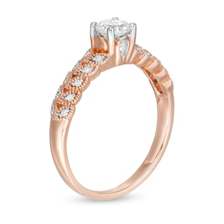 0.45 CT. T.W. Diamond Leaf Sides Engagement Ring in 10K Rose Gold