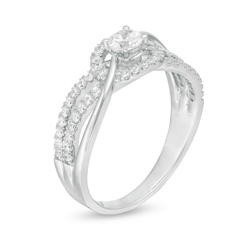 Main Image 3 of 0.45 CT. T.W. Diamond Multi-Row Bypass Engagement Ring in 10K White Gold