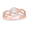 Thumbnail Image 0 of 0.45 CT. T.W. Diamond Multi-Row Bypass Engagement Ring in 10K Rose Gold