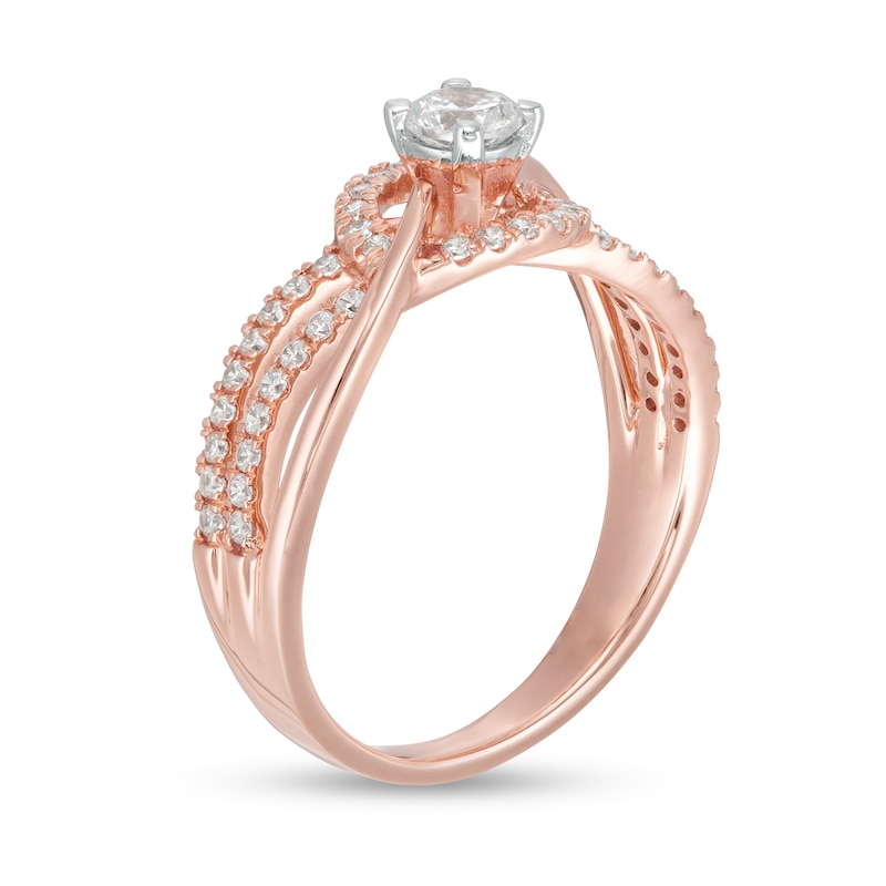 0.45 CT. T.W. Diamond Multi-Row Bypass Engagement Ring in 10K Rose Gold|Peoples Jewellers