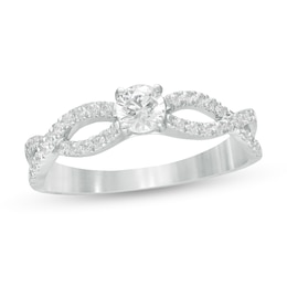 0.45 CT. T.W. Diamond Twist Shank Engagement Ring in 10K White Gold