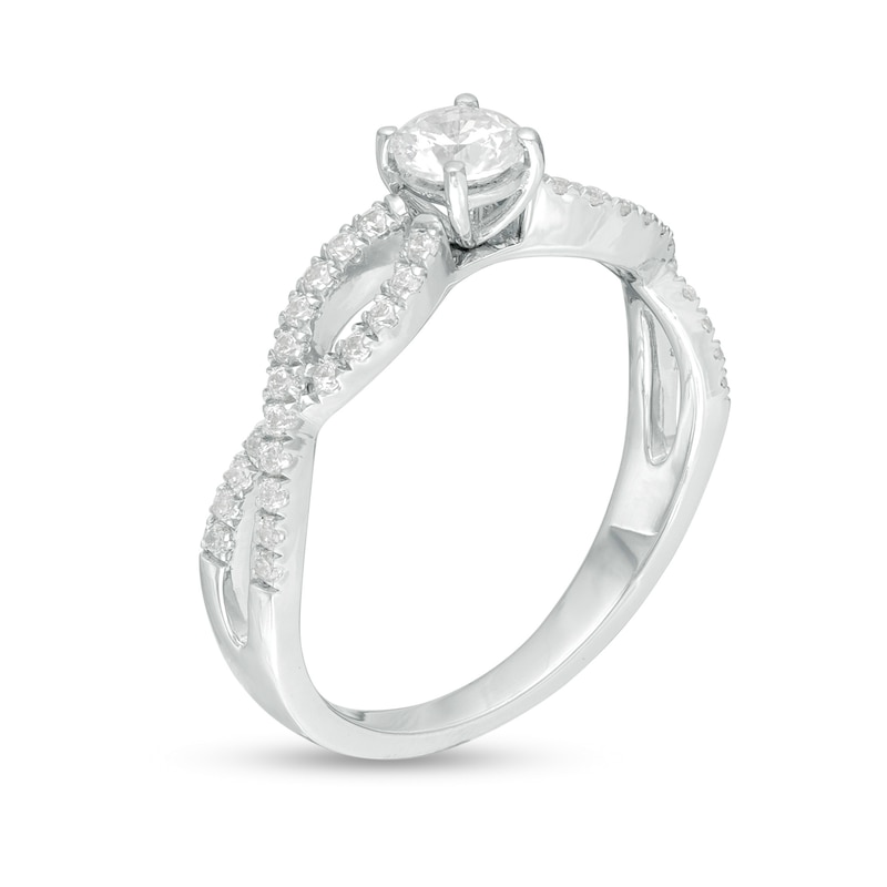 0.45 CT. T.W. Diamond Twist Shank Engagement Ring in 10K White Gold