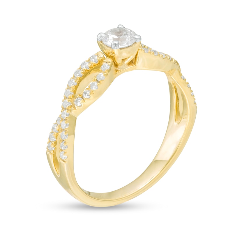 0.45 CT. T.W. Diamond Twist Shank Engagement Ring in 10K Gold | Peoples ...