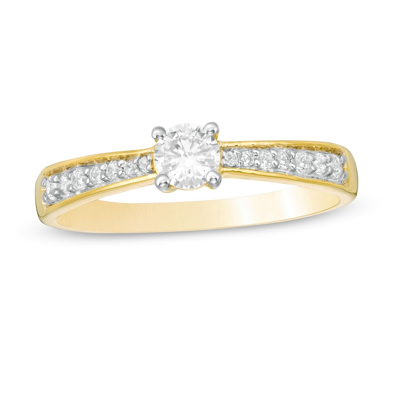 Main Image 1 of 0.29 CT. T.W. Diamond Tapered Shank Engagement Ring in 10K Gold