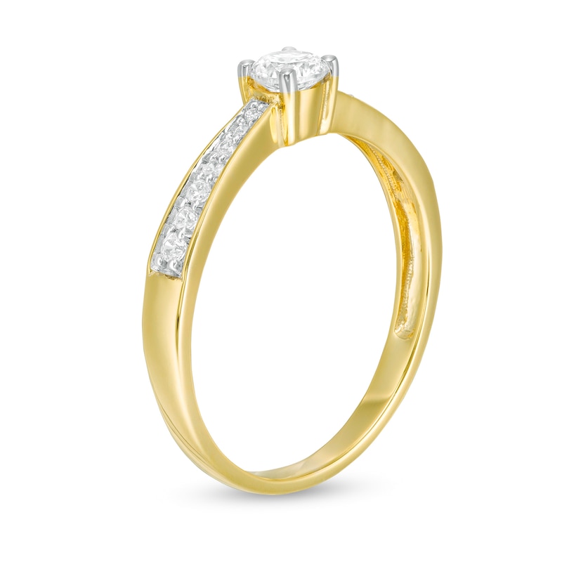 Main Image 3 of 0.29 CT. T.W. Diamond Tapered Shank Engagement Ring in 10K Gold