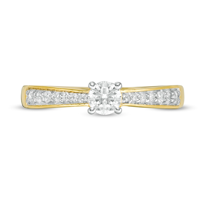 Main Image 4 of 0.29 CT. T.W. Diamond Tapered Shank Engagement Ring in 10K Gold