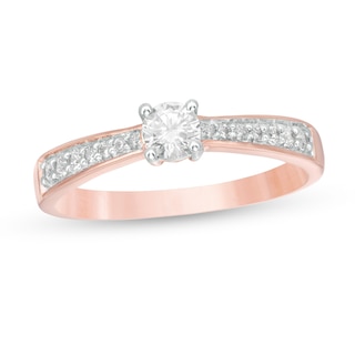 0.29 CT. T.W. Diamond Tapered Shank Engagement Ring in 10K Rose Gold