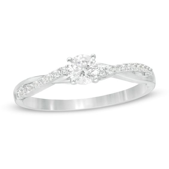 0.29 CT. T.W. Diamond Twist Engagement Ring in 10K White Gold