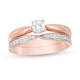 0.29 CT. T.W. Diamond Bridal Set in 10K Rose Gold