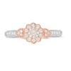 Thumbnail Image 3 of 0.25 CT. T.W. Composite Diamond Flower Frame Tri-Sides Promise Ring in 10K Two-Tone Gold