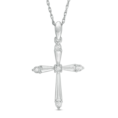 Diamond Accent Cross Pendant in Sterling Silver