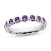 Thumbnail Image 0 of Stackable Expressions™ Bezel-Set Purple Crystal February Birthstone Ring in Sterling Silver