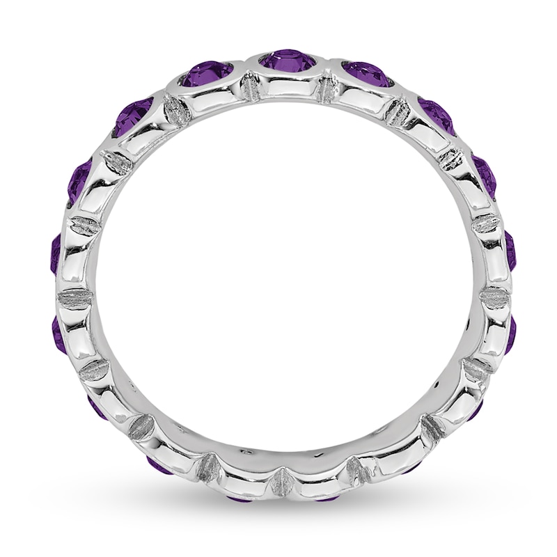 Stackable Expressions™ Bezel-Set Purple Crystal February Birthstone Ring in Sterling Silver|Peoples Jewellers