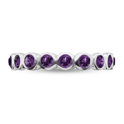 Stackable Expressions™ Bezel-Set Purple Crystal February Birthstone Ring in Sterling Silver