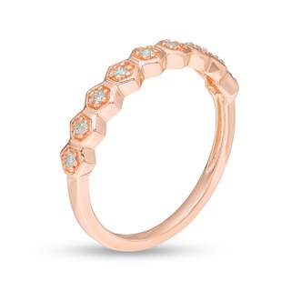 0.09 CT. T.W. Diamond Hexagon Frame Wedding Band in 10K Rose Gold