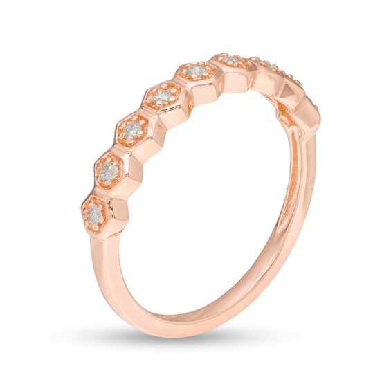 0.09 CT. T.W. Diamond Hexagon Frame Wedding Band in 10K Rose Gold