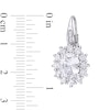 Oval Lab-Created White Sapphire and 0.04 CT. T.W. Diamond Starburst Frame Drop Earrings in Sterling Silver