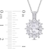 Oval Lab-Created White Sapphire and Diamond Accent Starburst Frame Pendant in Sterling Silver