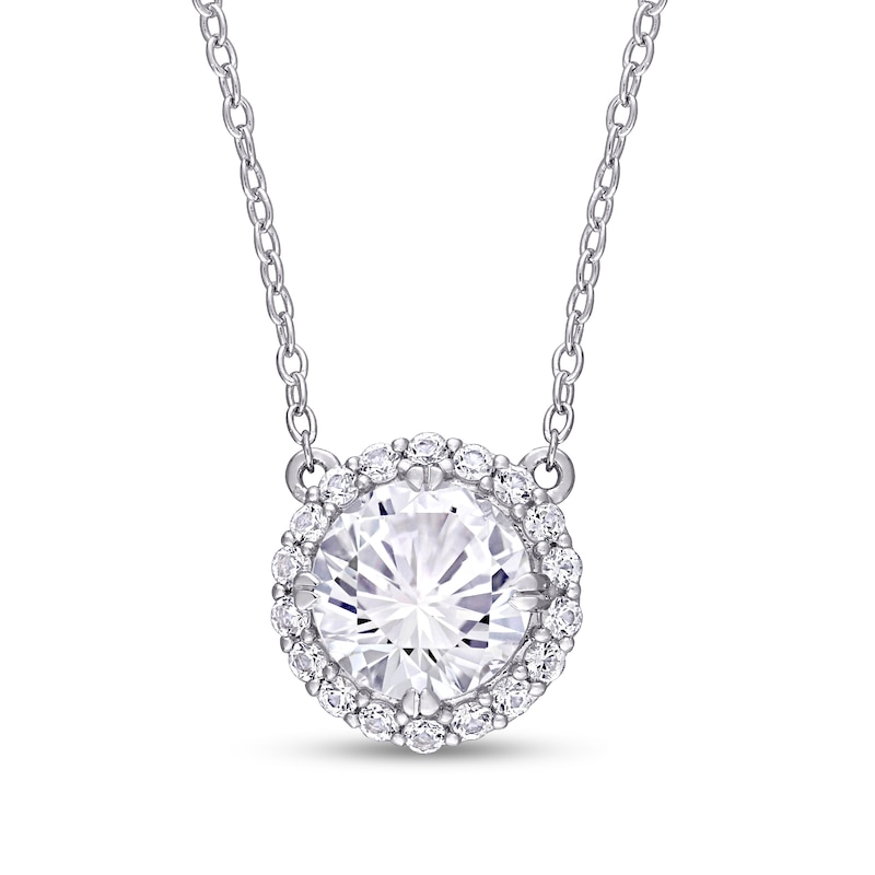 8.0mm Lab-Created White Sapphire Frame Necklace in Sterling Silver|Peoples Jewellers